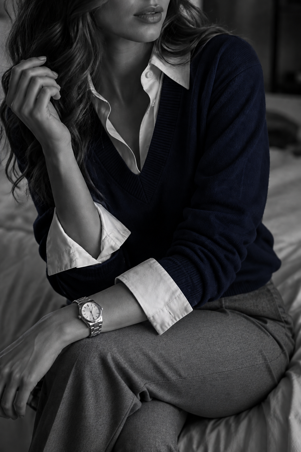 Wrist, cuff and silver watch
